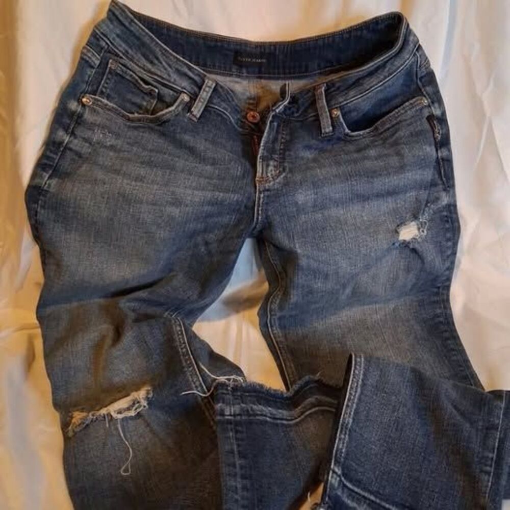 Silver Jeans Co. Boyfriend Jeans Medium Wash Distressed Waist 29 Length 27